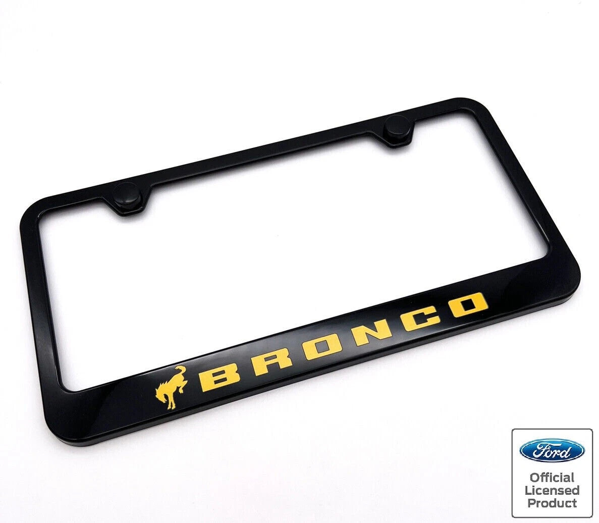 License Plate Frame Black Plastic with Emblem for Ford Bronco (2021–2025)