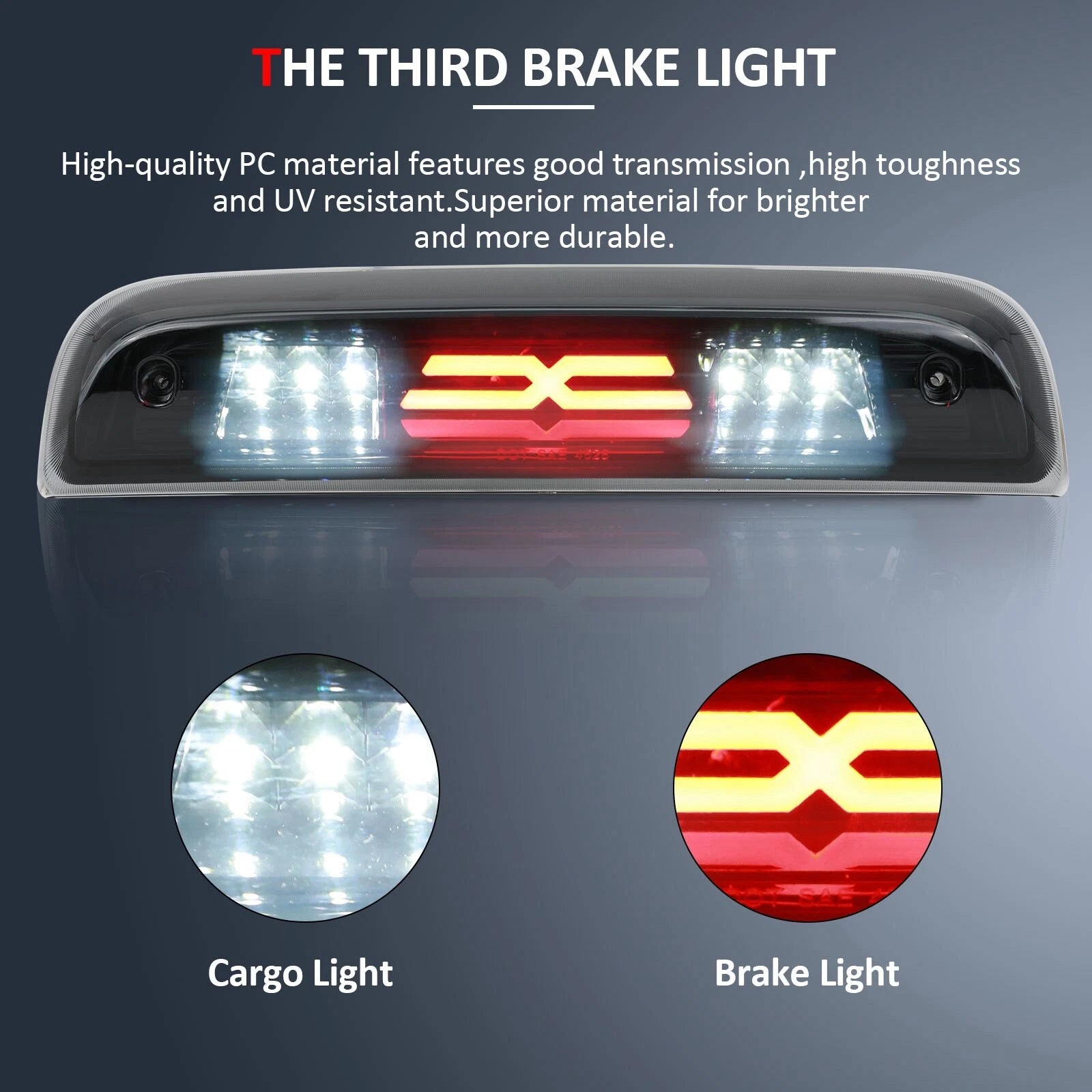 Third Brake Light for Chevy Silverado (2014–2018) Black Housing Smoke Lens