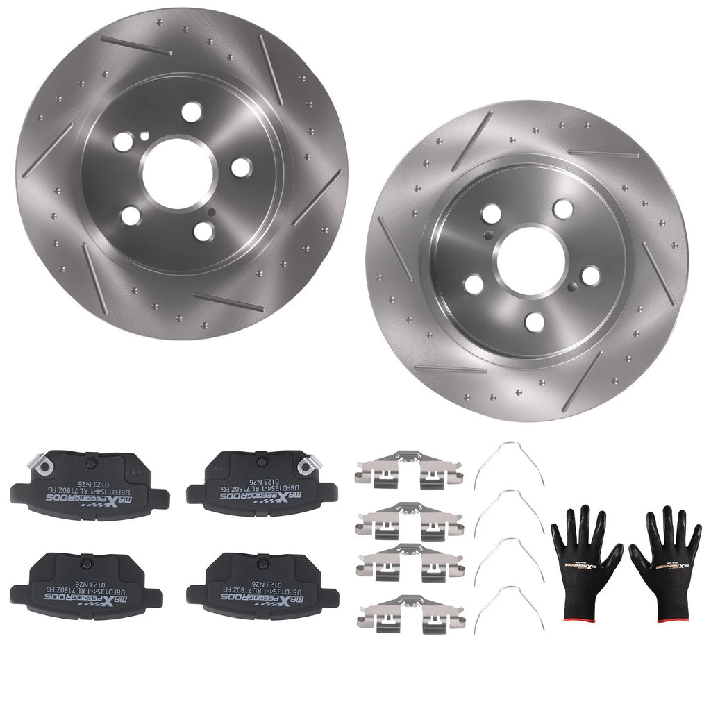 Set of 4 Rear Brake Rotors and Pads for Toyota Prius (2010–2022)