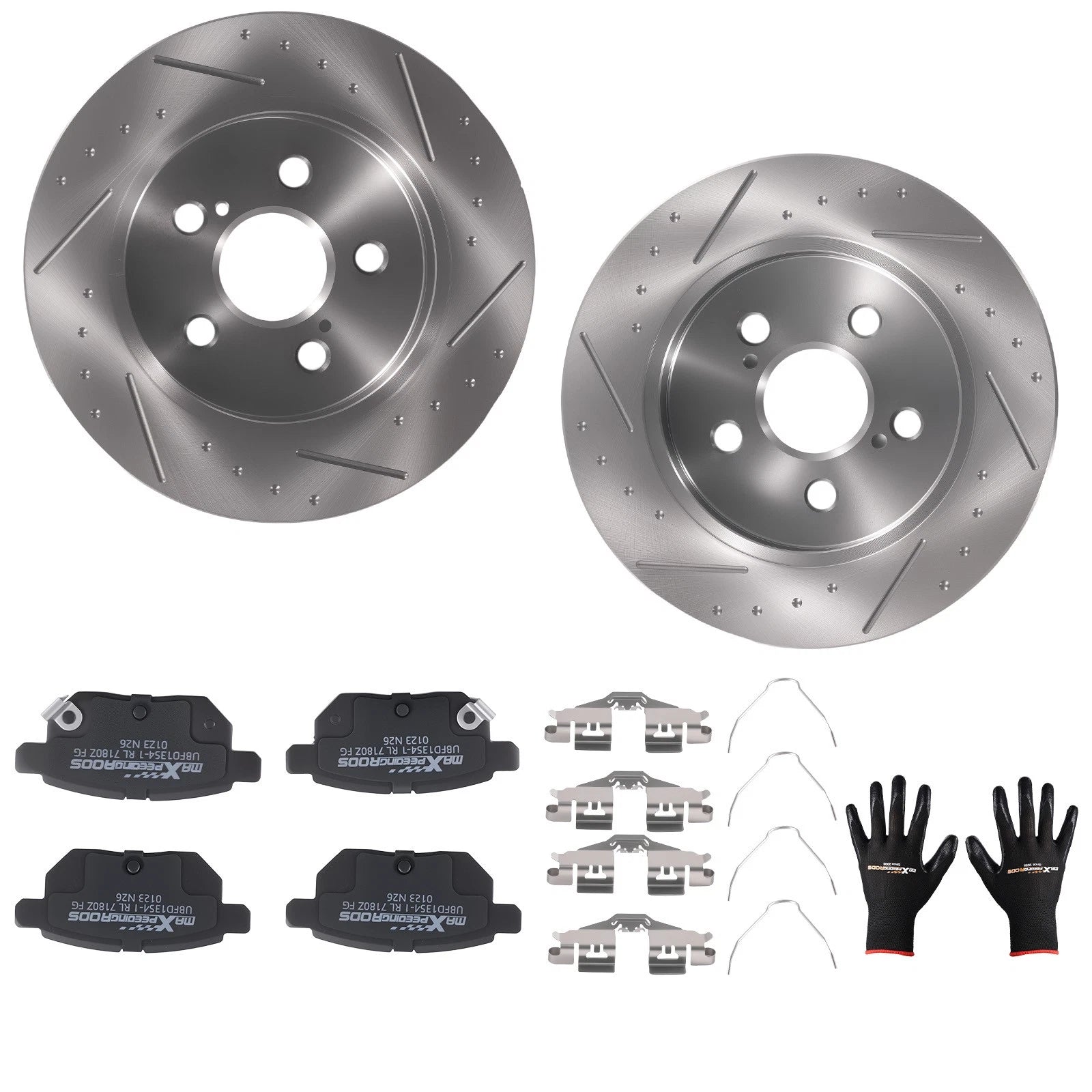 Set of 4 Rear Brake Rotors and Pads for Toyota Prius (2010–2022)