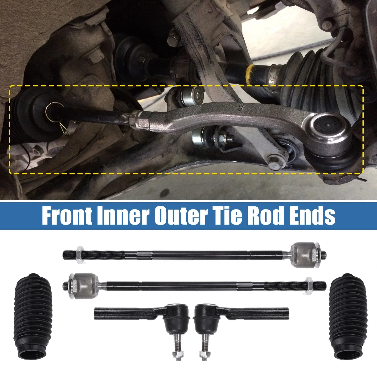 Set of 6 Front Inner Outer Tie Rod End Links for Dodge Grand Caravan 