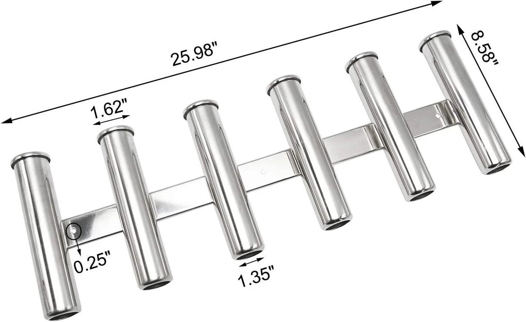 Stainless Steel Fishing Rod Rack for Wall/Side Mount (3 4 5 6 Tube)