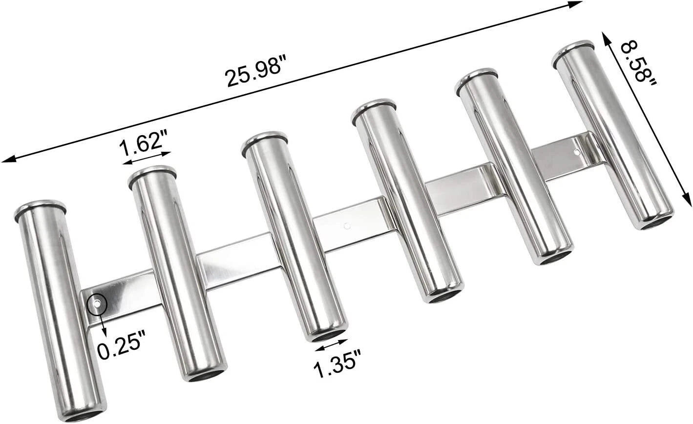 Stainless Steel Fishing Rod Rack for Wall/Side Mount (3 4 5 6 Tube)