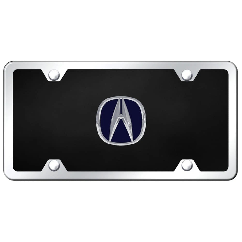 Chrome/Blue on Black Acrylic License Plate Kit - Officially Licensed for Acura