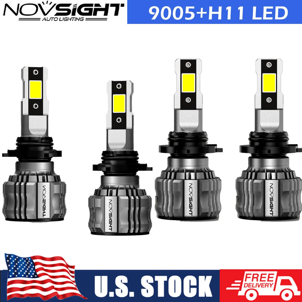 9005 + H11 LED Headlight Bulbs Kit for High/Low Beam (6500K, 330000LM)