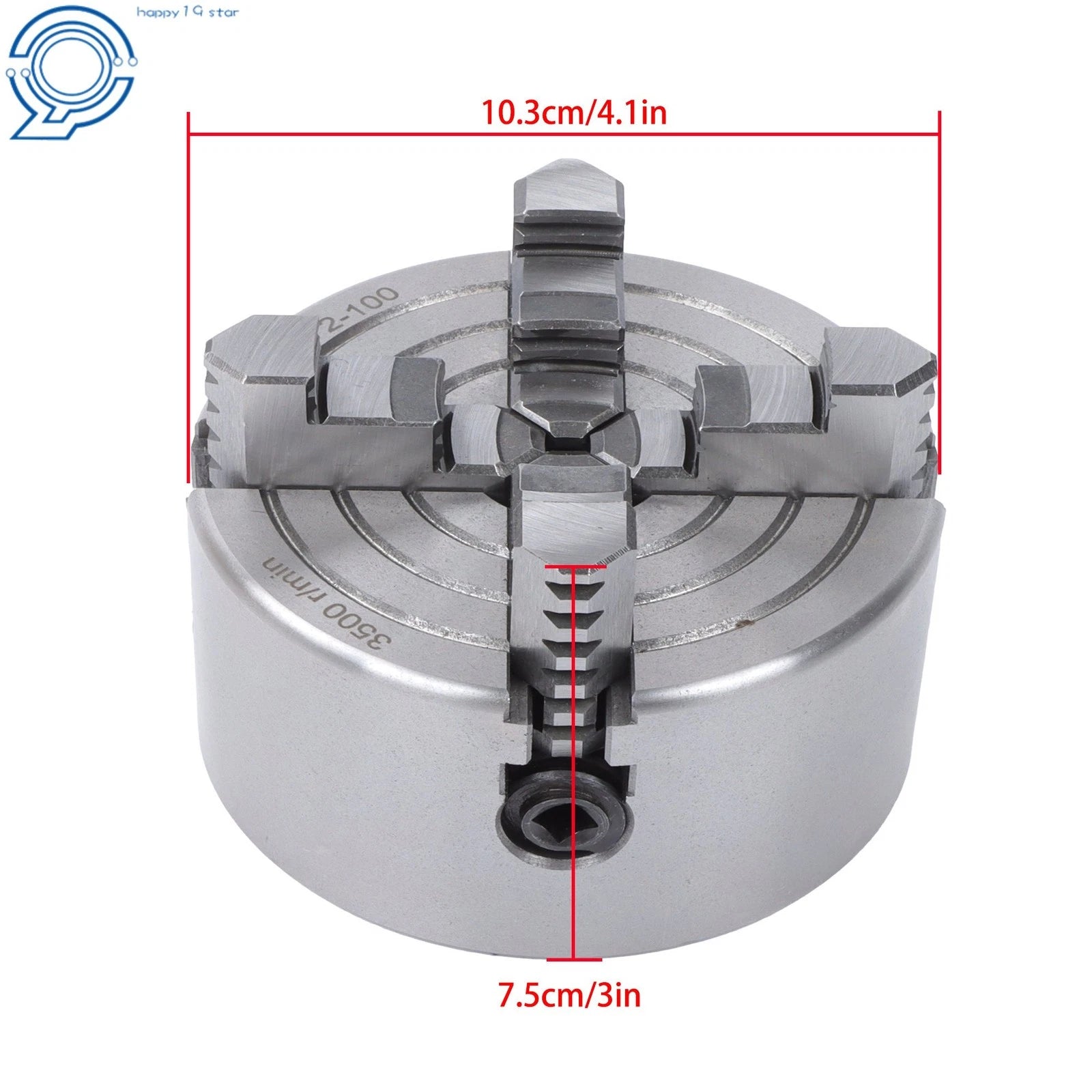 4 Jaw Independent Chuck for Wood Lathe (100mm)
