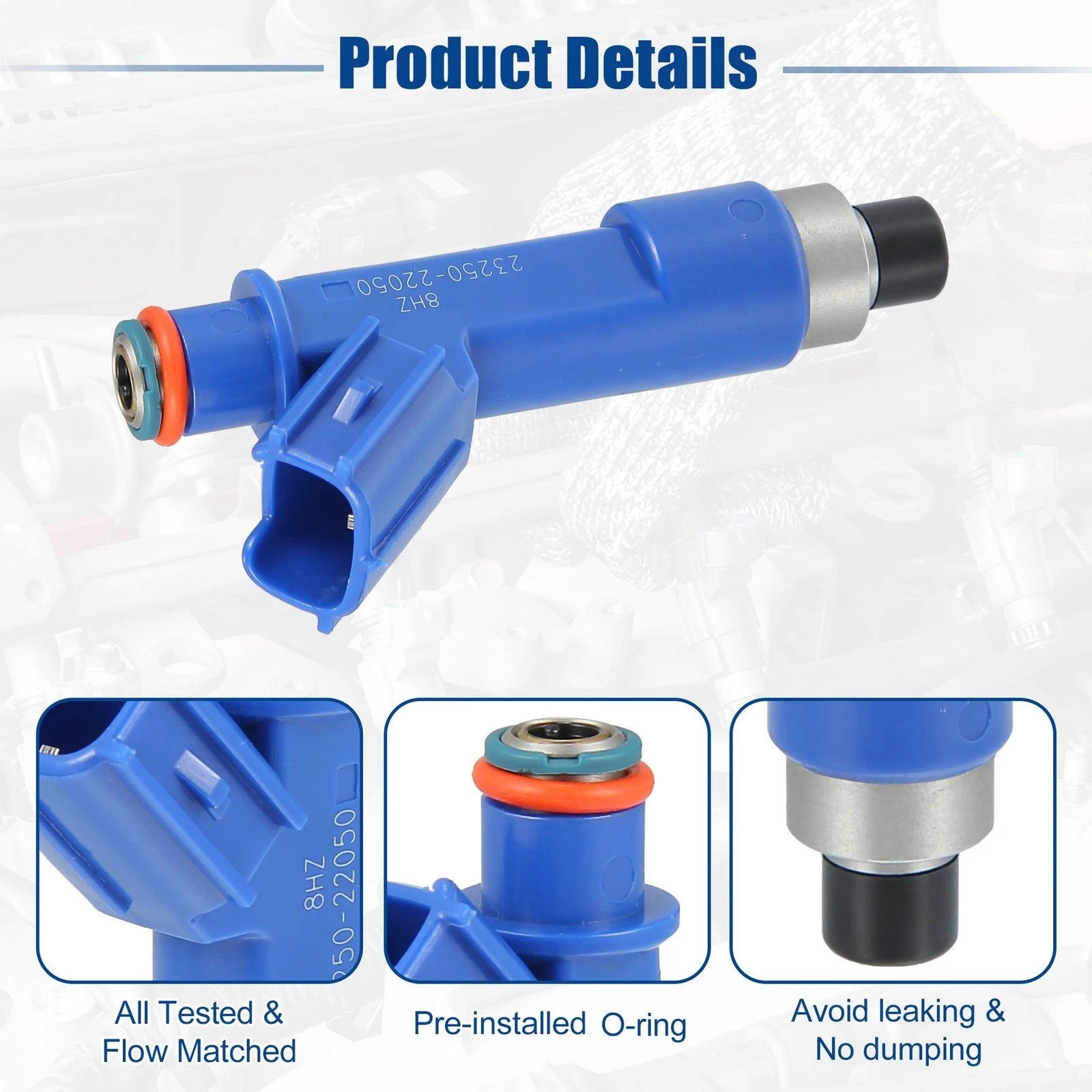 Set of 4 Fuel Injector Nozzles for Toyota Corolla 1.8L (2005–2008) 23209-0D050