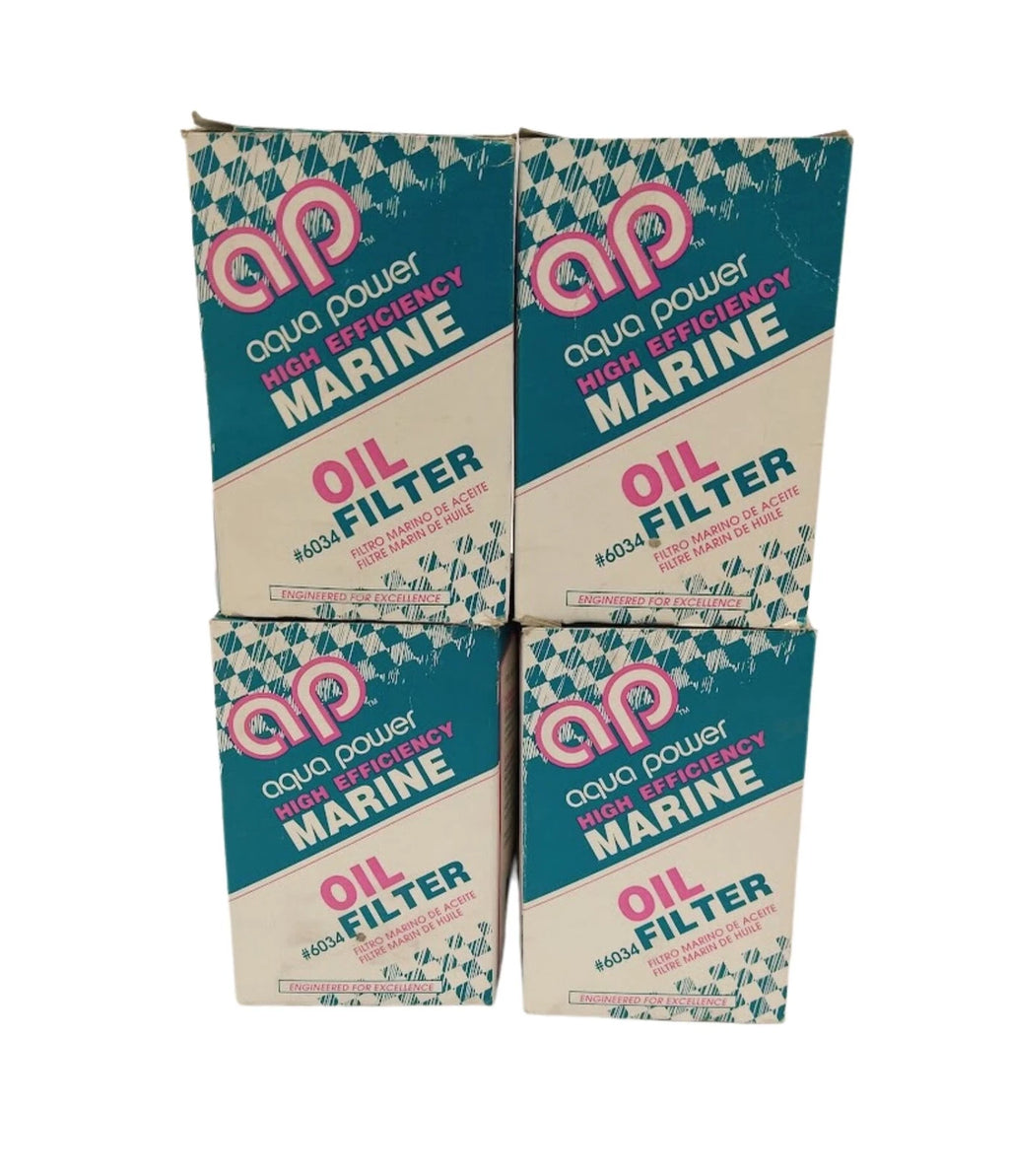 Set of 4 Aqua Power 6034 Marine Oil Filters for