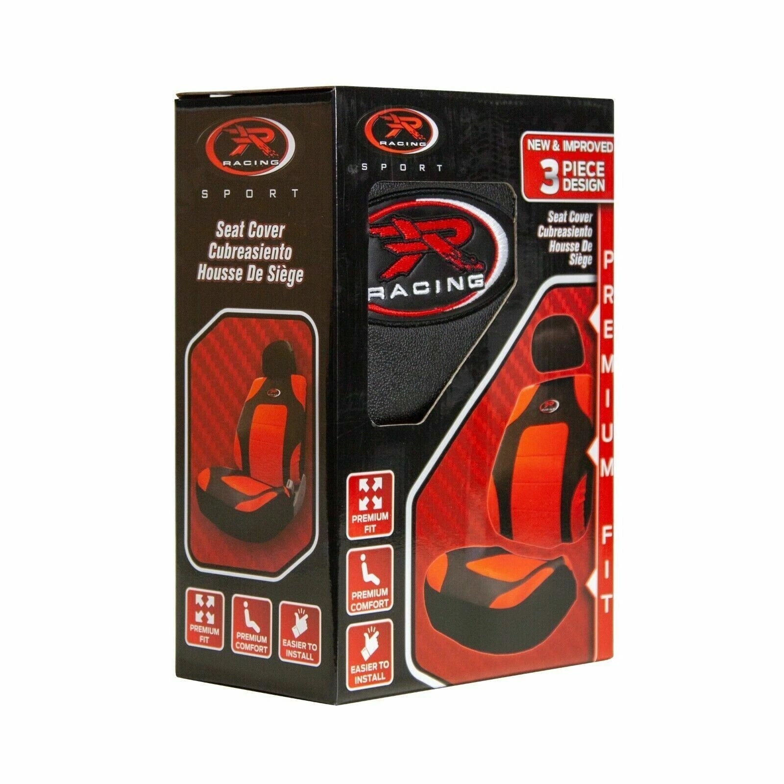Set of 3 Racing Red Vinyl Side-less Seat Covers for PR