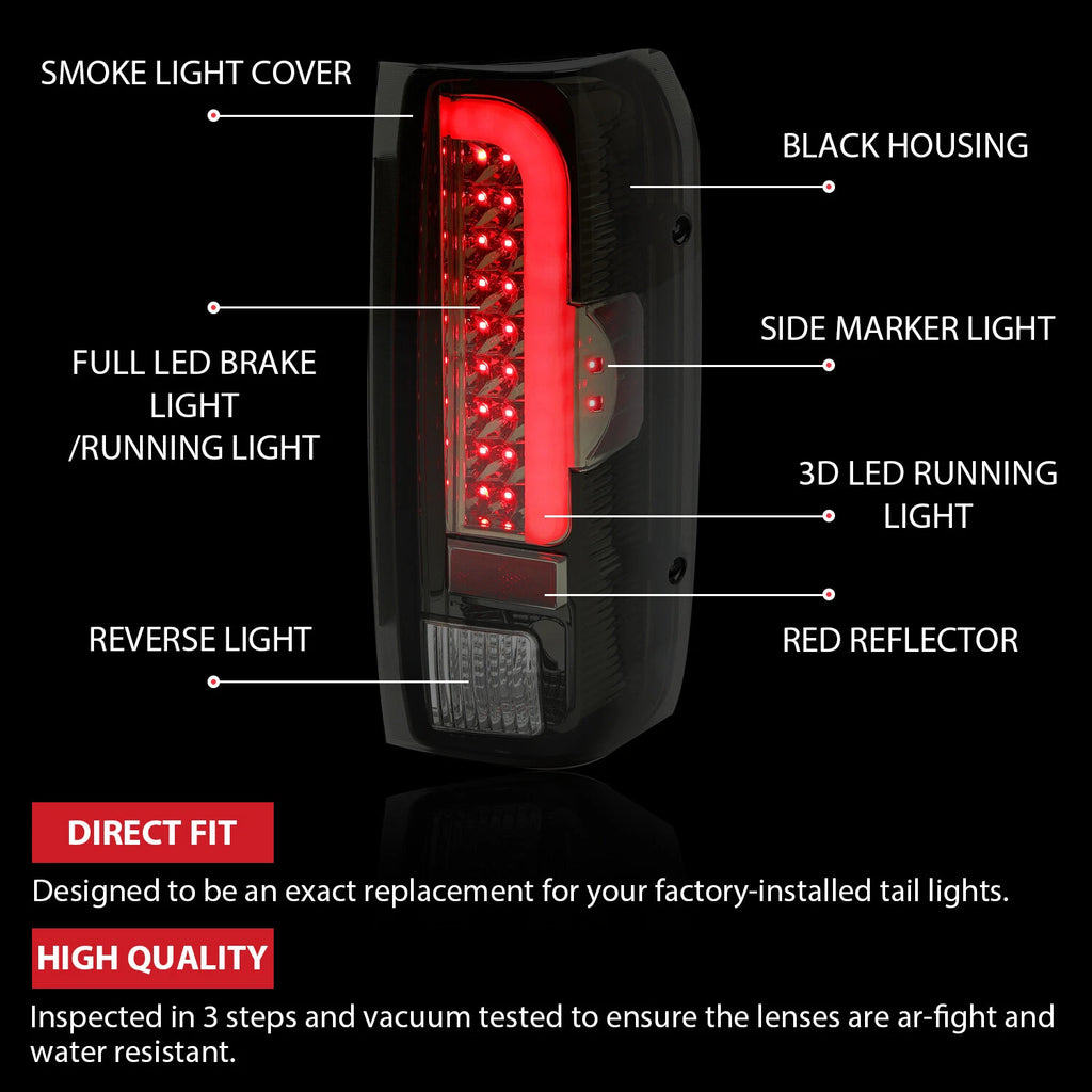 LED Smoked Left & Right Brake Tail Lights for Ford F150 F250 F350 (1990–1997)