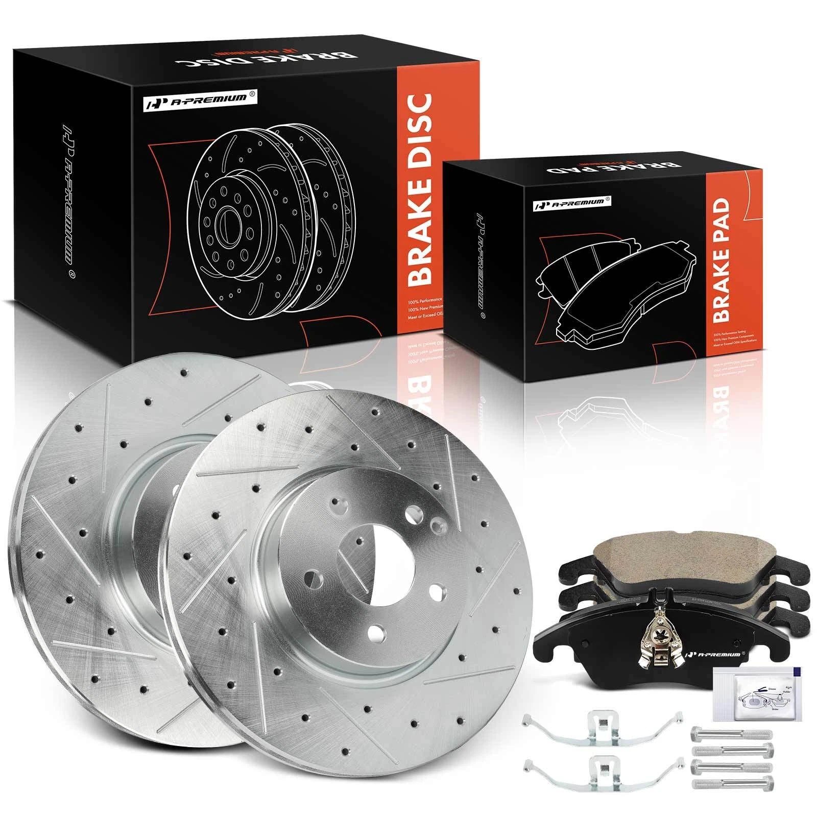 Drilled Brake Rotors & Ceramic Pads for Mercedes-Benz C300 C350 E250 SLK300 (2008–2015)