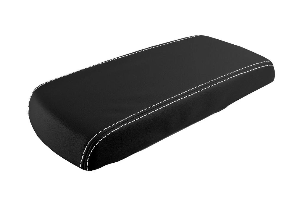Leather Console Lid Armrest Cover for Dodge Durango (2004–2009) White Stitch