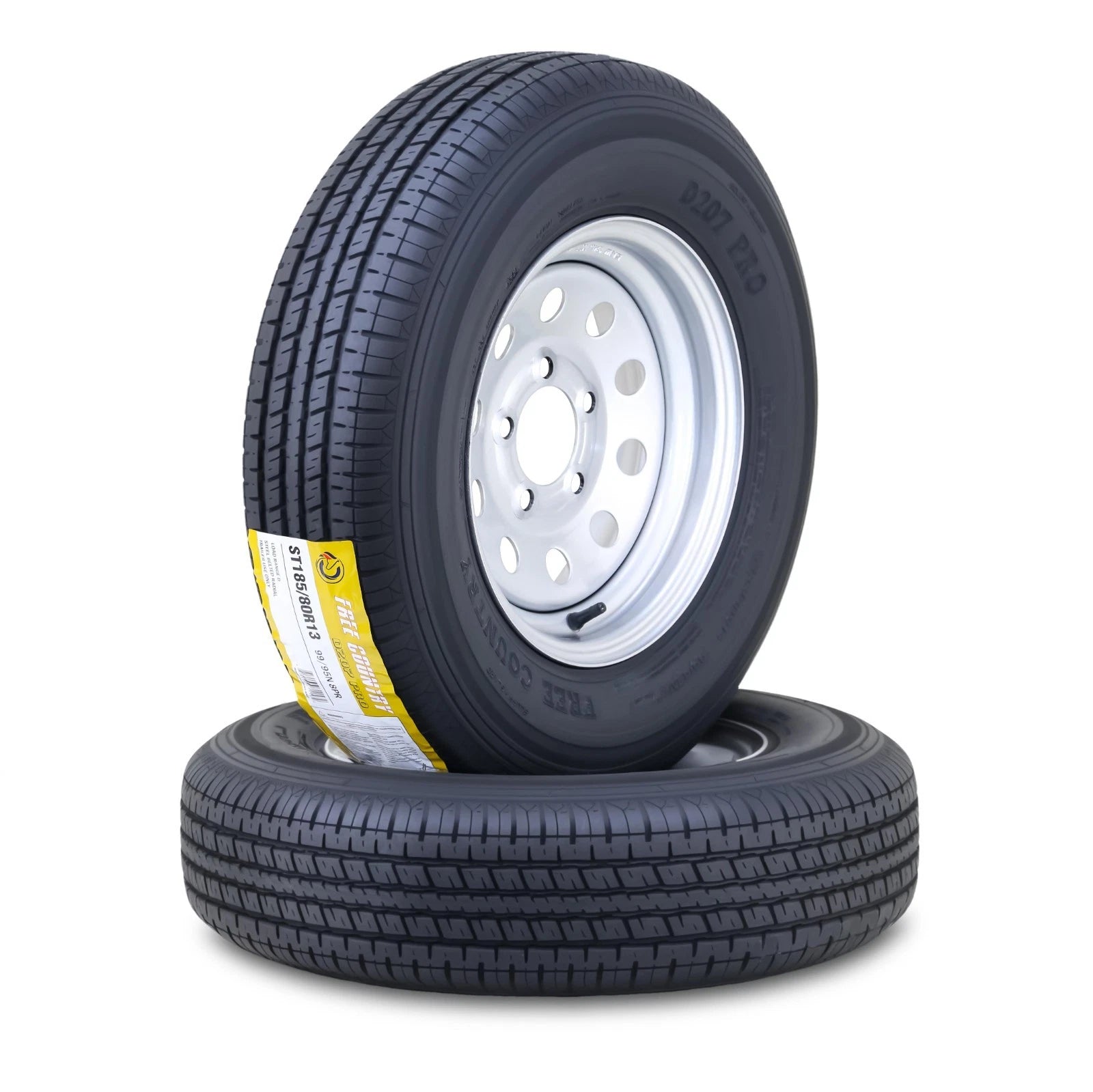 2 Free Country Trailer Tire Rim ST185/80R13 8-Ply 5 Lug x 4.5" (N/A)