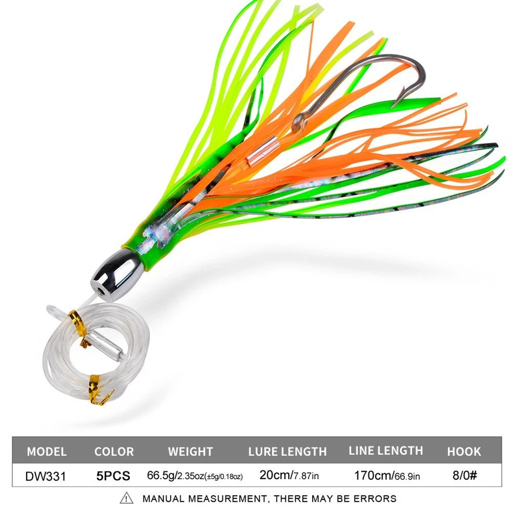 7-Inch Squid Skirted Trolling Lure for Deep Sea Fishing