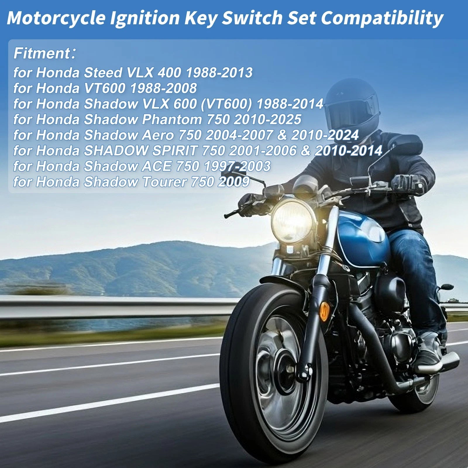 Ignition Key Switch Lock Set for Honda Steed VLX 400 (1988–2013)