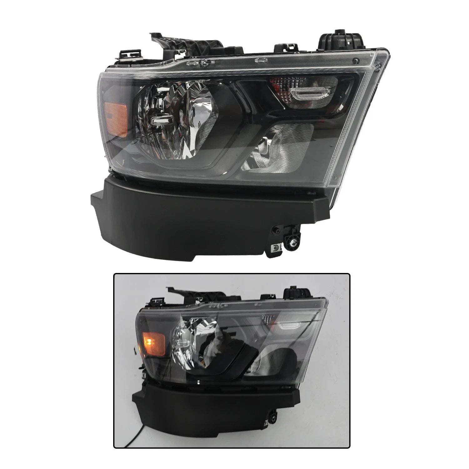 Halogen Headlight Assembly for Dodge Ram 1500 (2019–2023) Passenger Side Black