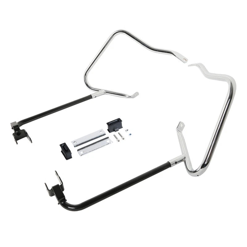 Chrome Saddle Bags Mounting Bracket Guard Bars for Harley Touring FLHX (2014–2024)