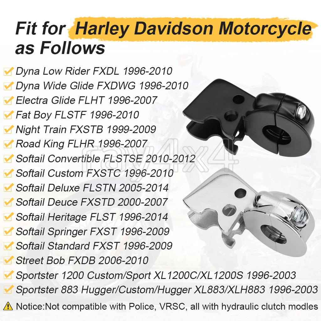 Chrome or Black Clutch Lever Mount Bracket Perch for Harley-Davidson (1996–2014)
