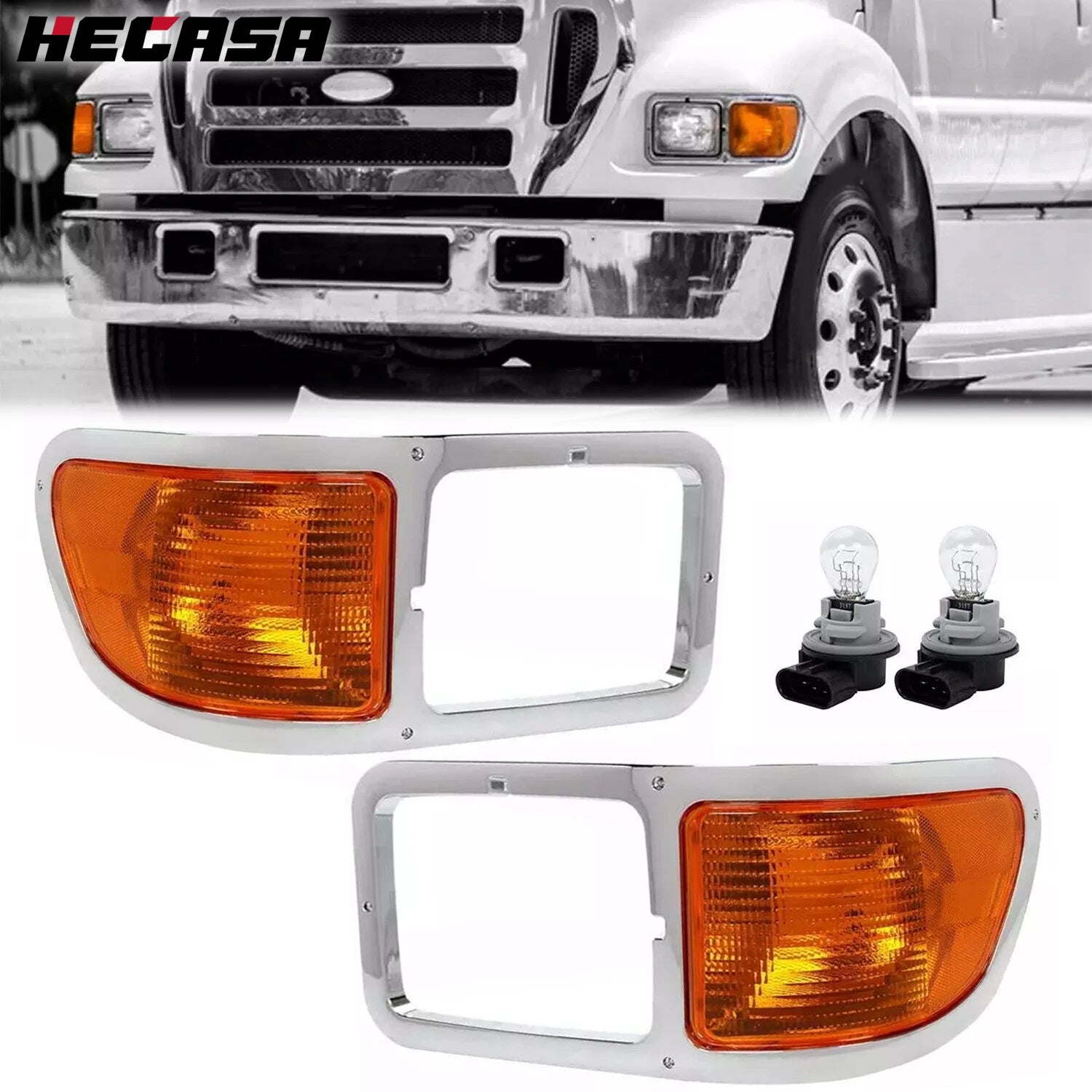 Headlight Bezel Corner Light Pair for Ford F650 F750 (2000–2015)