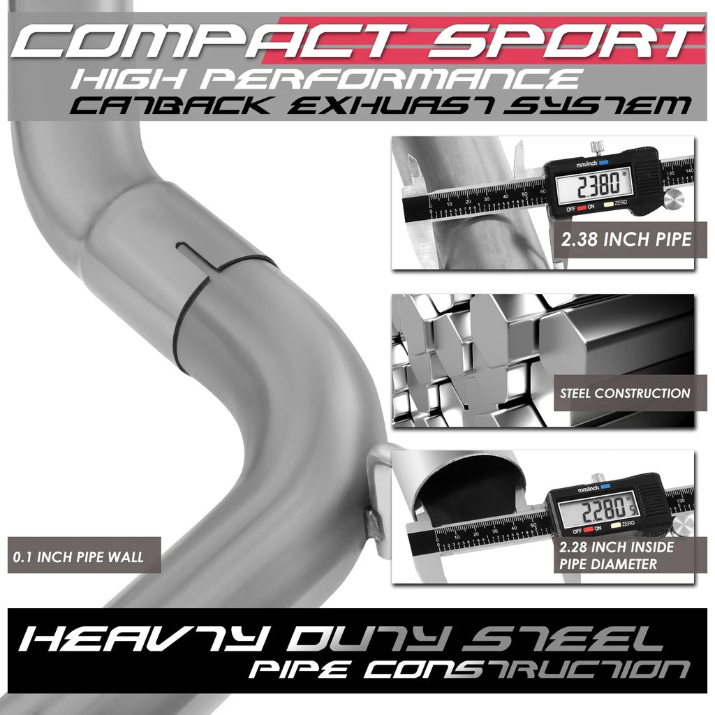 Catback Exhaust System for PT Cruiser (1999–2006) 4" Muffler Tip, Removable Silencer