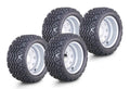 Set of 4 Golf Cart Tire Assembly 20X10-12 on 4x4" ET-25.4 Silver Wheel 14031