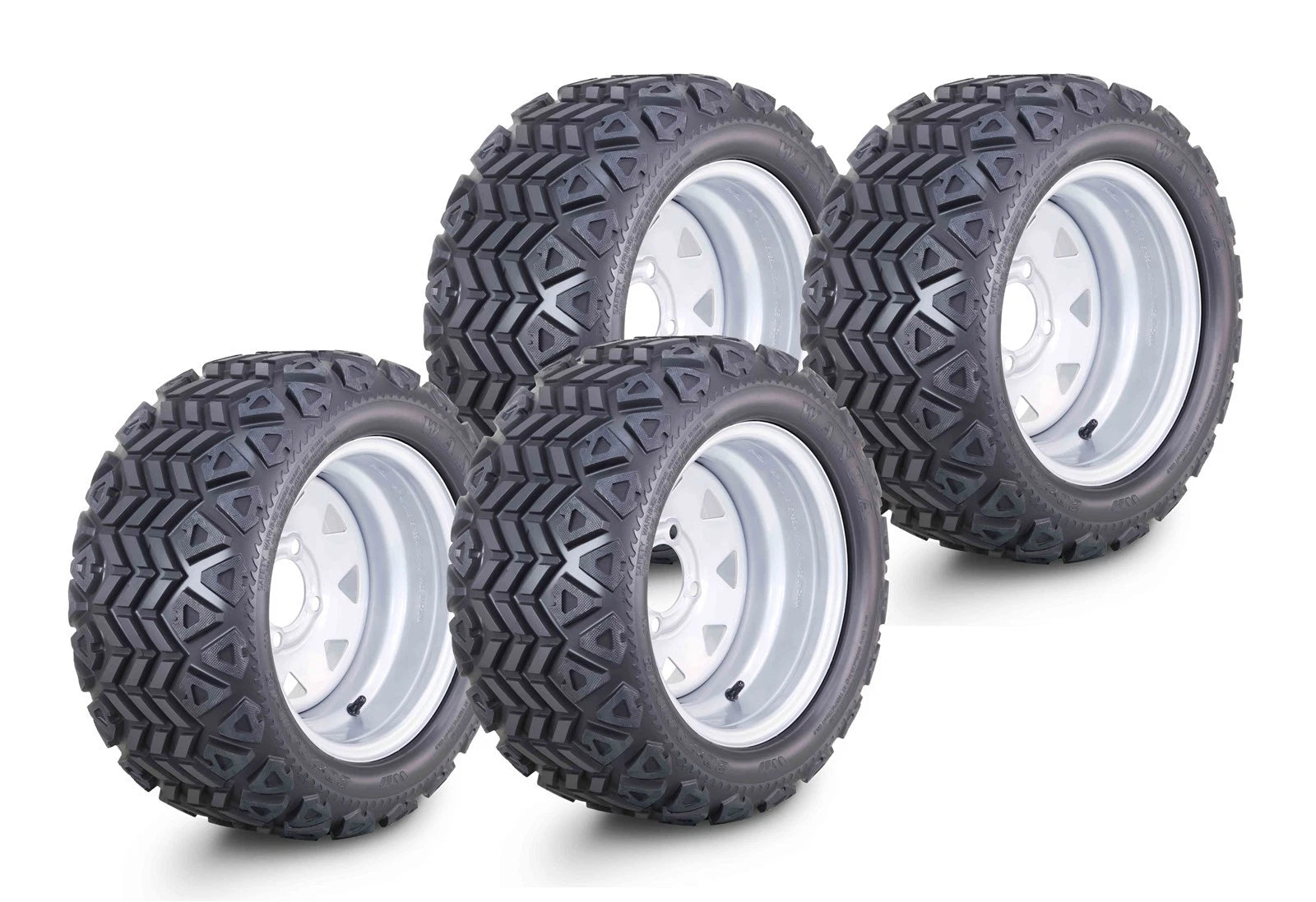 Set of 4 Golf Cart Tire Assembly 20X10-12 on 4x4" ET-25.4 Silver Wheel 14031