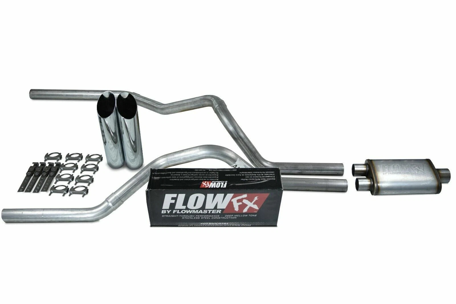 2.5" Dual Exhaust Kit for Ford F150 (2021–2025) Flowmaster Flow FX Slash Tip