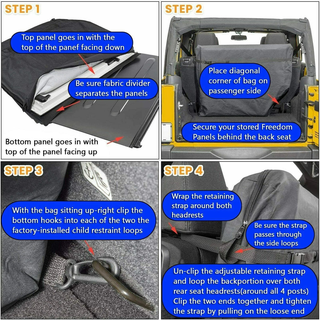 Storage Bag for Jeep JK JL Hard Top (2007â2020) - Black with Handle