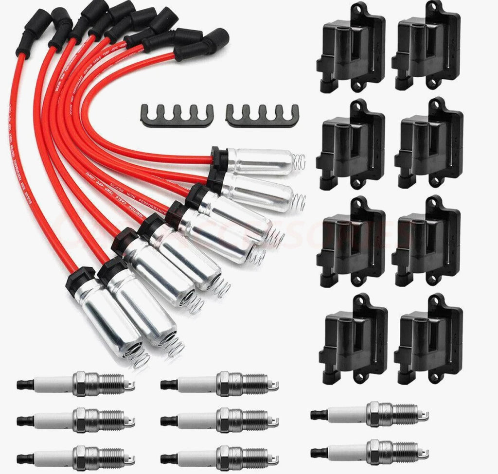 8 Pack Ignition Coil & Spark Plug Wire for Chevy GMC 4.8L 5.3L 6.0L 8.1L