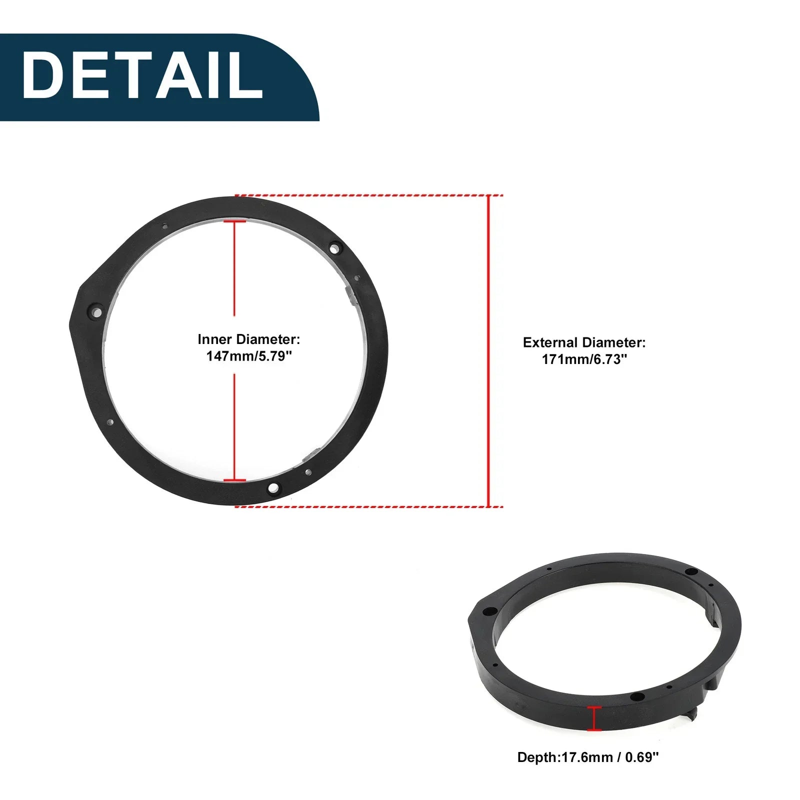 6.5" Speaker Spacer Rings for Honda Civic  - 2 x Tweeter Spacers