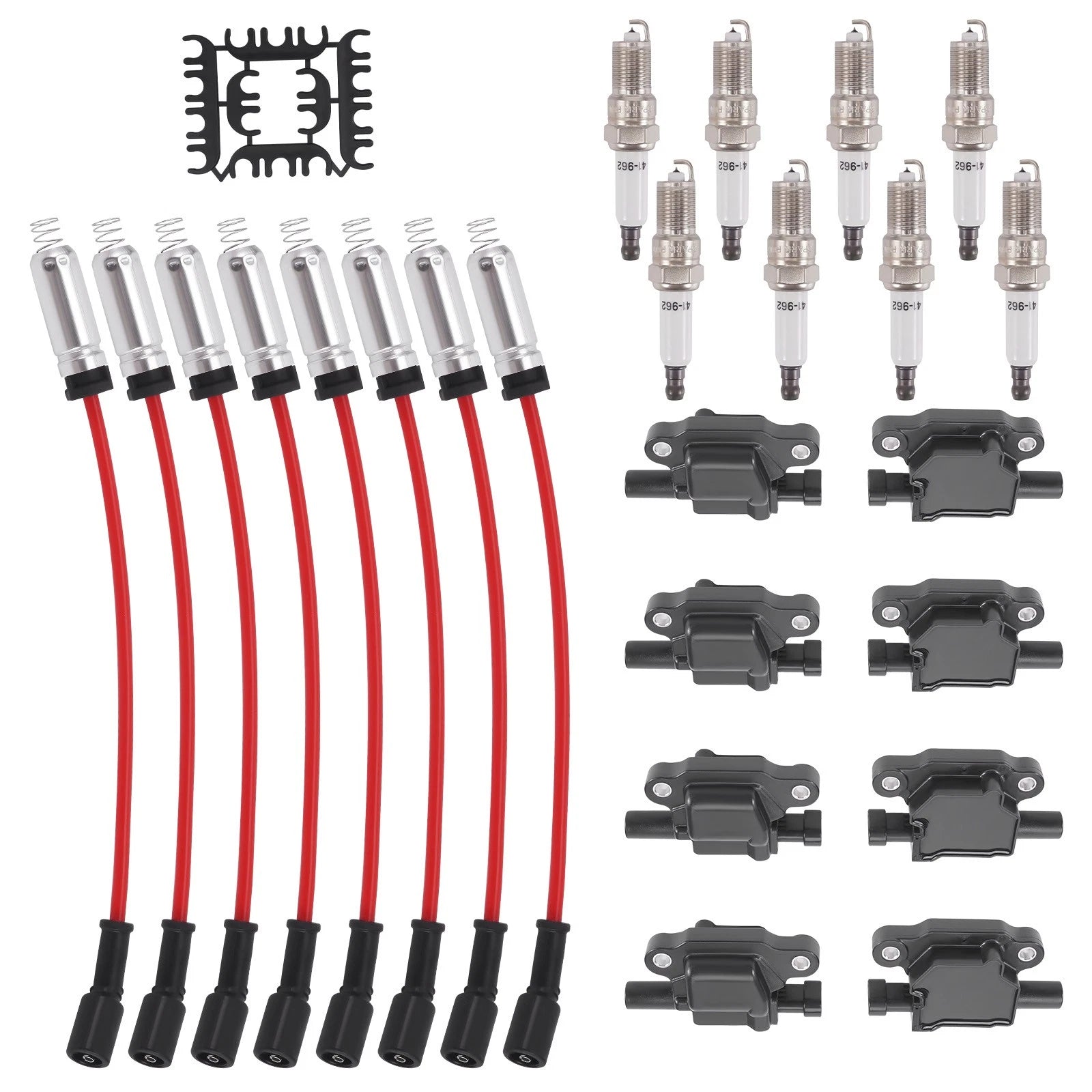 8x Ignition Coil Kit with Spark Plugs & Wires for GMC (12611424, UF413)