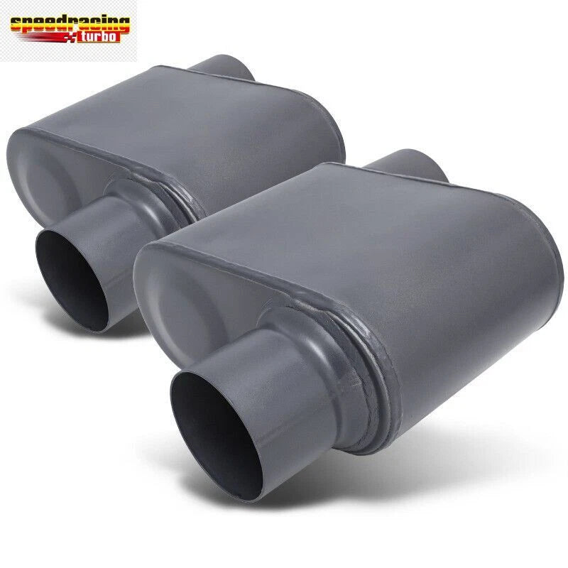 2Pcs 3" Inlet/Outlet Race Performance Chambered Exhaust Muffler for