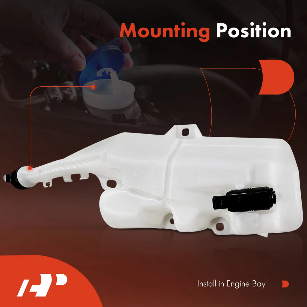 Windshield Washer Reservoir Tank with Cap & Pump for Chevy Camaro (2010-2015)