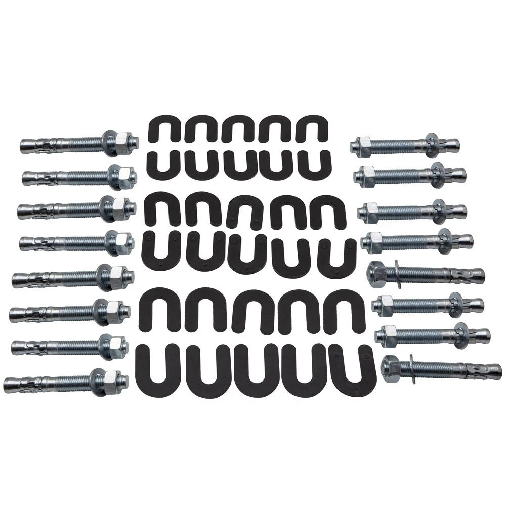 Set of 16 Wedge Anchor Bolts & 30 Shims for Lift Installation