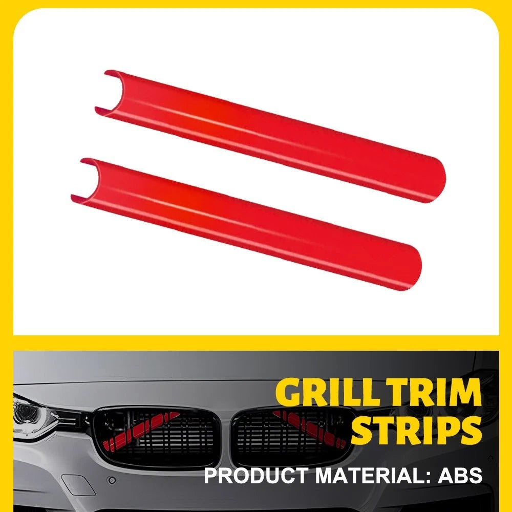 2X Front Car V Brace Grill Trim Strips Cover for BMW 1/2/3/4 Series (F20 F30)