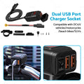 Dual USB Fast Charger Socket with Voltmeter for Motorcycle