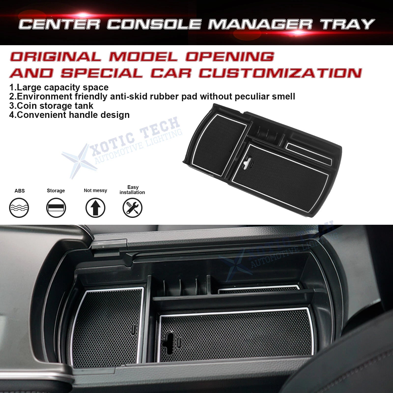ABS Armrest Box Storage Organizer Case for Honda Accord (2018-2022)
