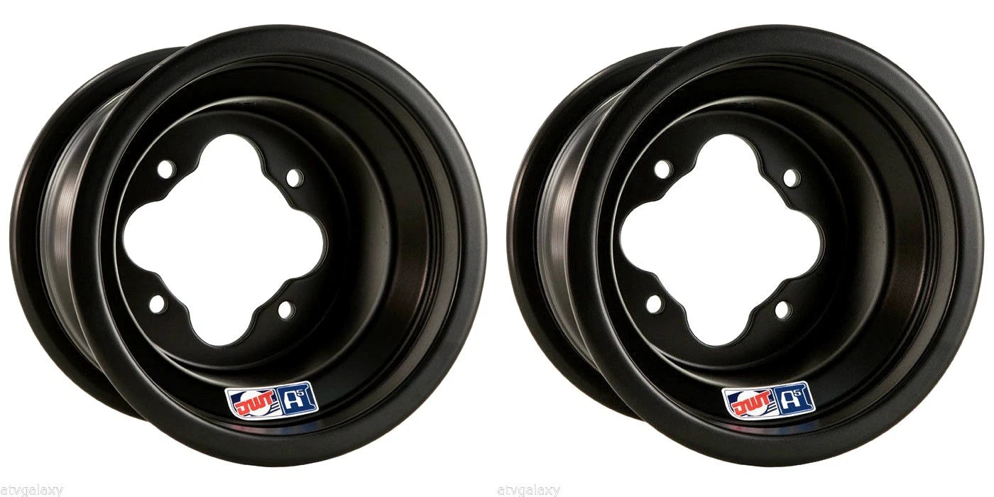 Set of 2 DWT Black A5 10" Front 8" Rear Wheels for Yamaha YFZ450 Banshee Raptor 700 660