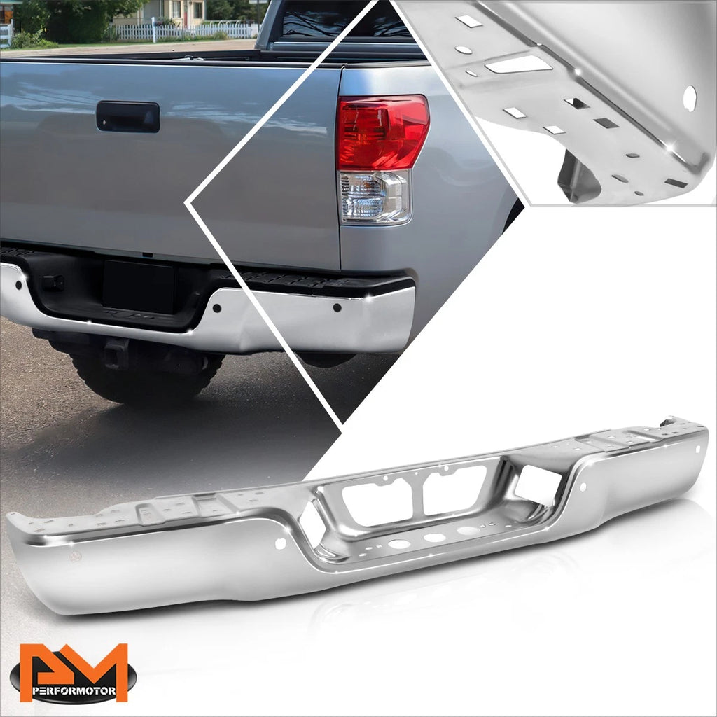 OE Style Rear Bumper Face Bar for Toyota Tundra (2007–2013) Chrome w/Park Sensor Holes