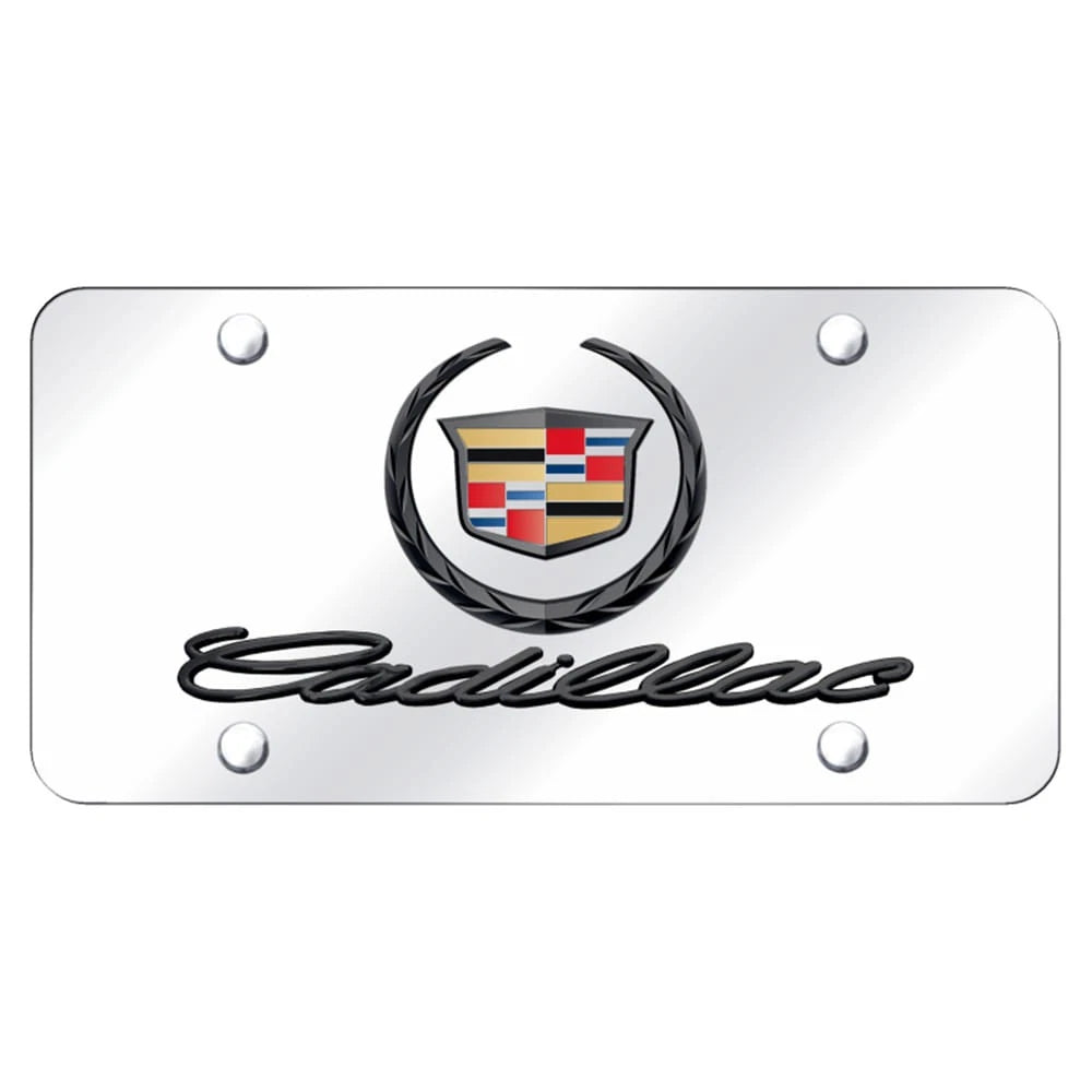 Dual Black Pearl New Logo on Chrome Plate - Officially Licensed for Cadillac
