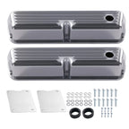 Polished Aluminum Finned Valve Cover Set for Ford 289 302 351W (1962–1985)