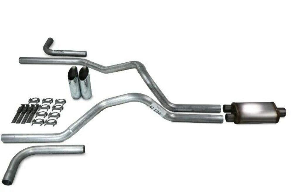 2.5" Dual Exhaust Kit for Chevy GMC 1500 (2019–2025) Stainless Muffler Tips
