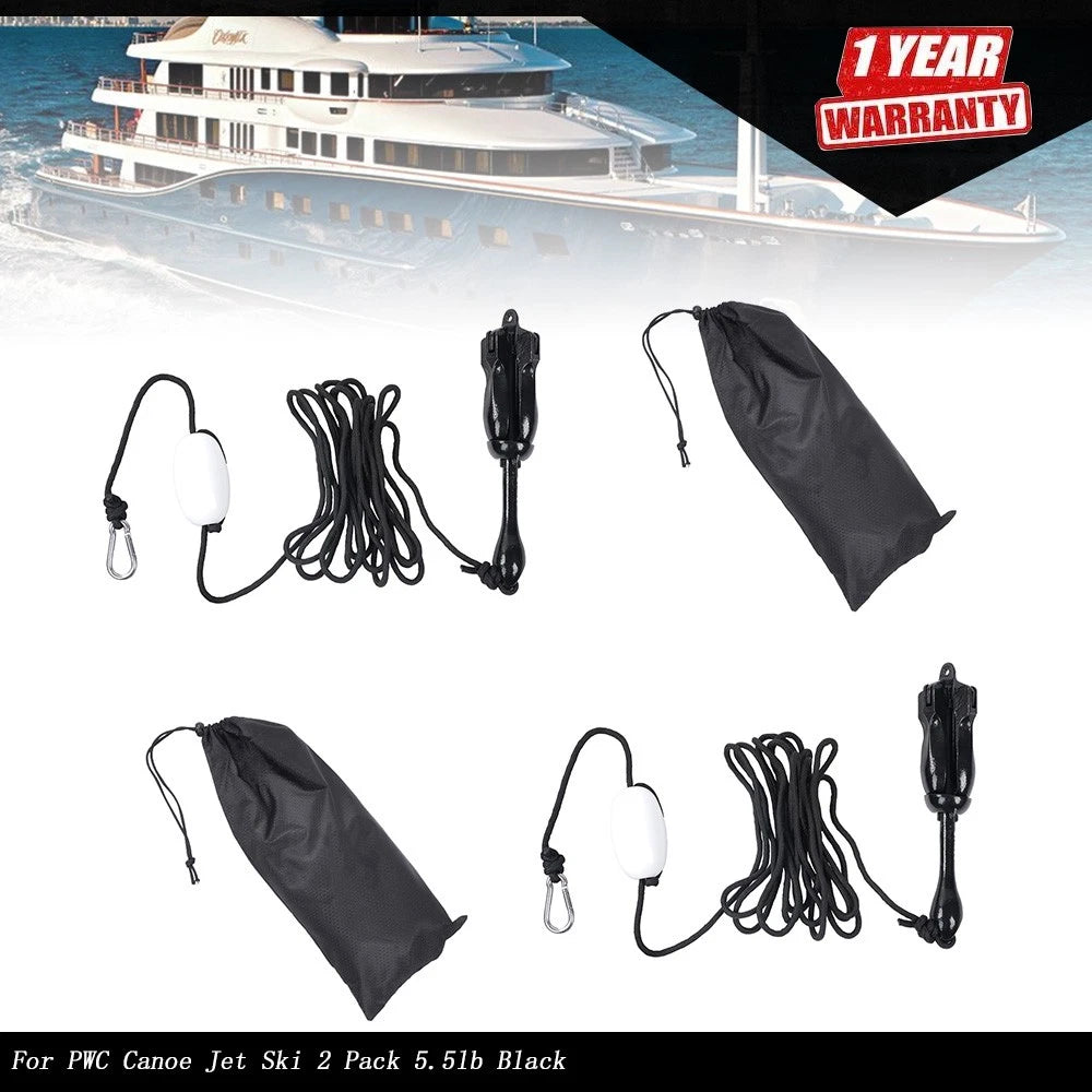 Set of 2 Black Folding Anchors for PWC Canoe Jet Ski