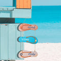 Wooden Marine Theme Flip Flops and Fish Pendant Wall Hanging Decor
