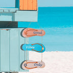 Wooden Marine Theme Flip Flops and Fish Pendant Wall Hanging Decor