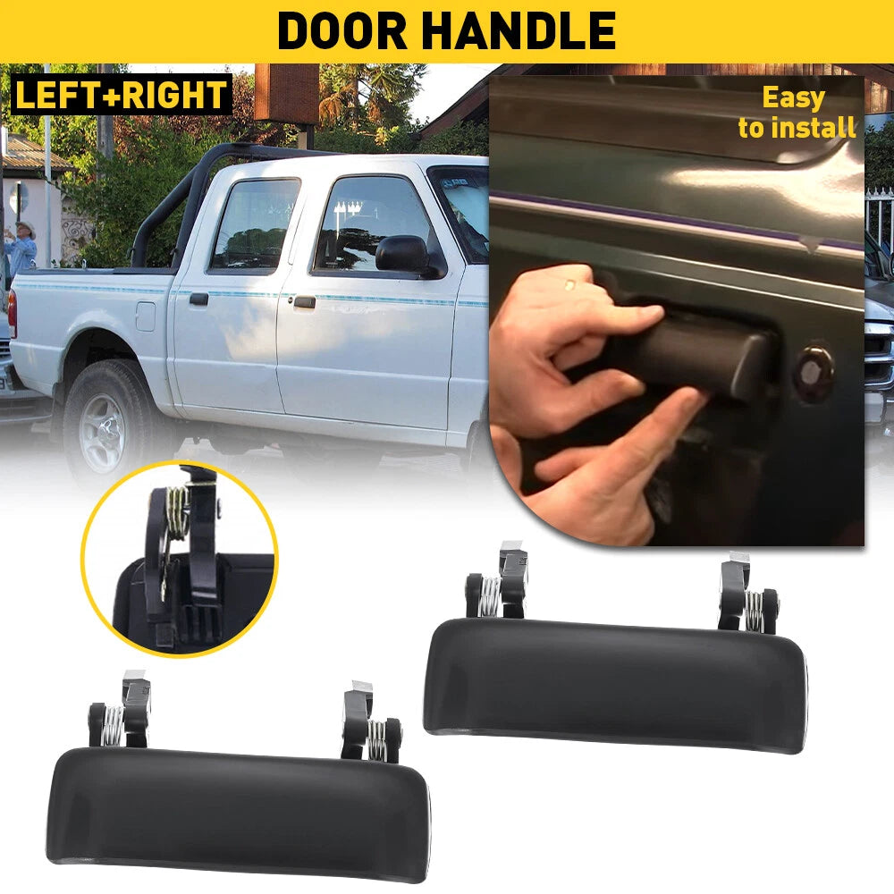 Set of 2 Smooth Black Door Handles for Ford Ranger