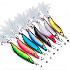 Fishing Spoon Lure S Design with Feathers for Pike Perch Bass