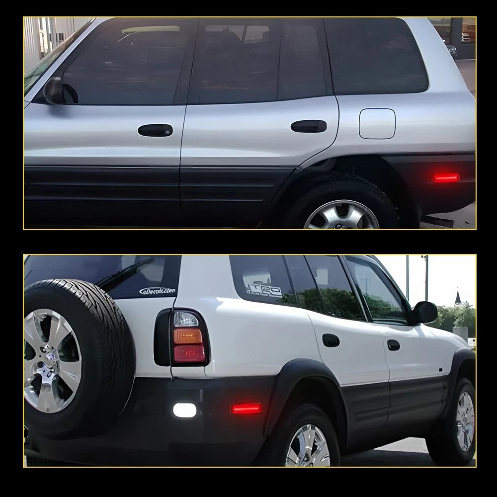 2X Red LED Rear Bumper Side Marker Lights for Toyota RAV4 (1996–2000)
