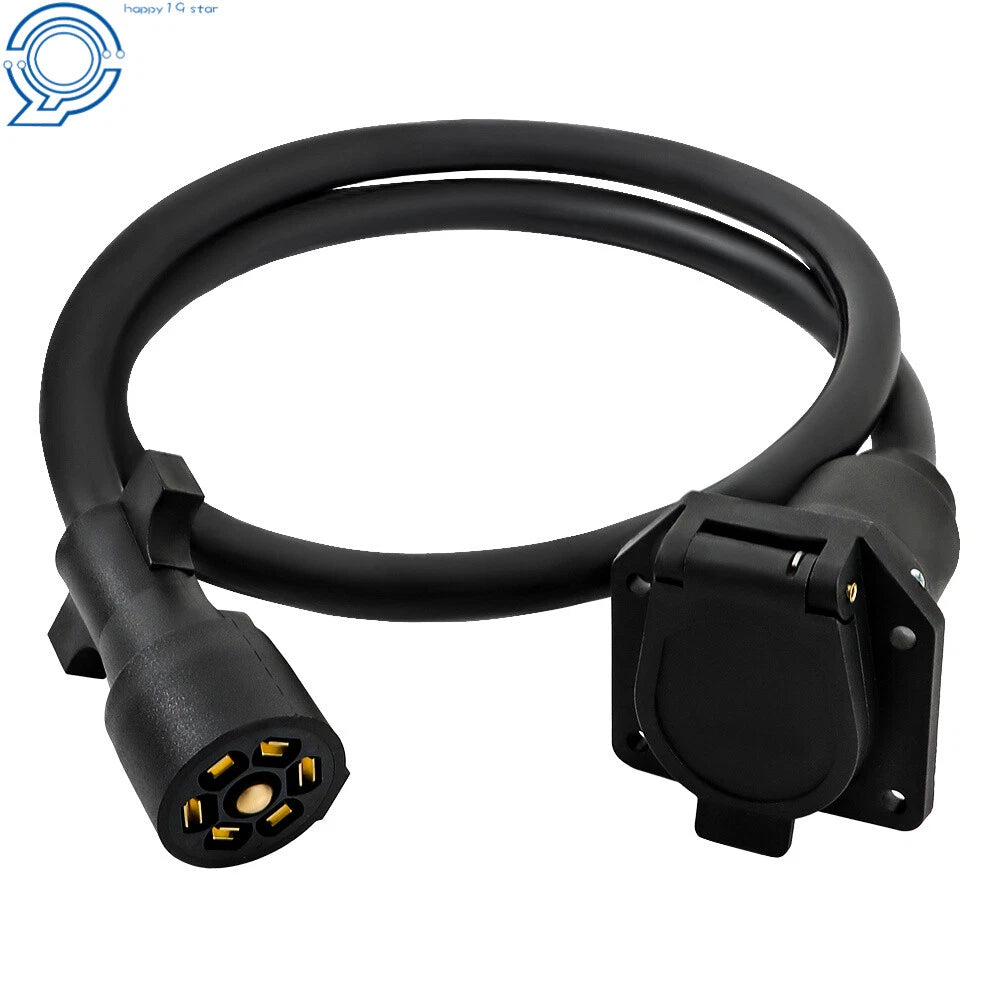 7 Pin Trailer Plug Extension Cord for RV Gooseneck (10-14 AWG)