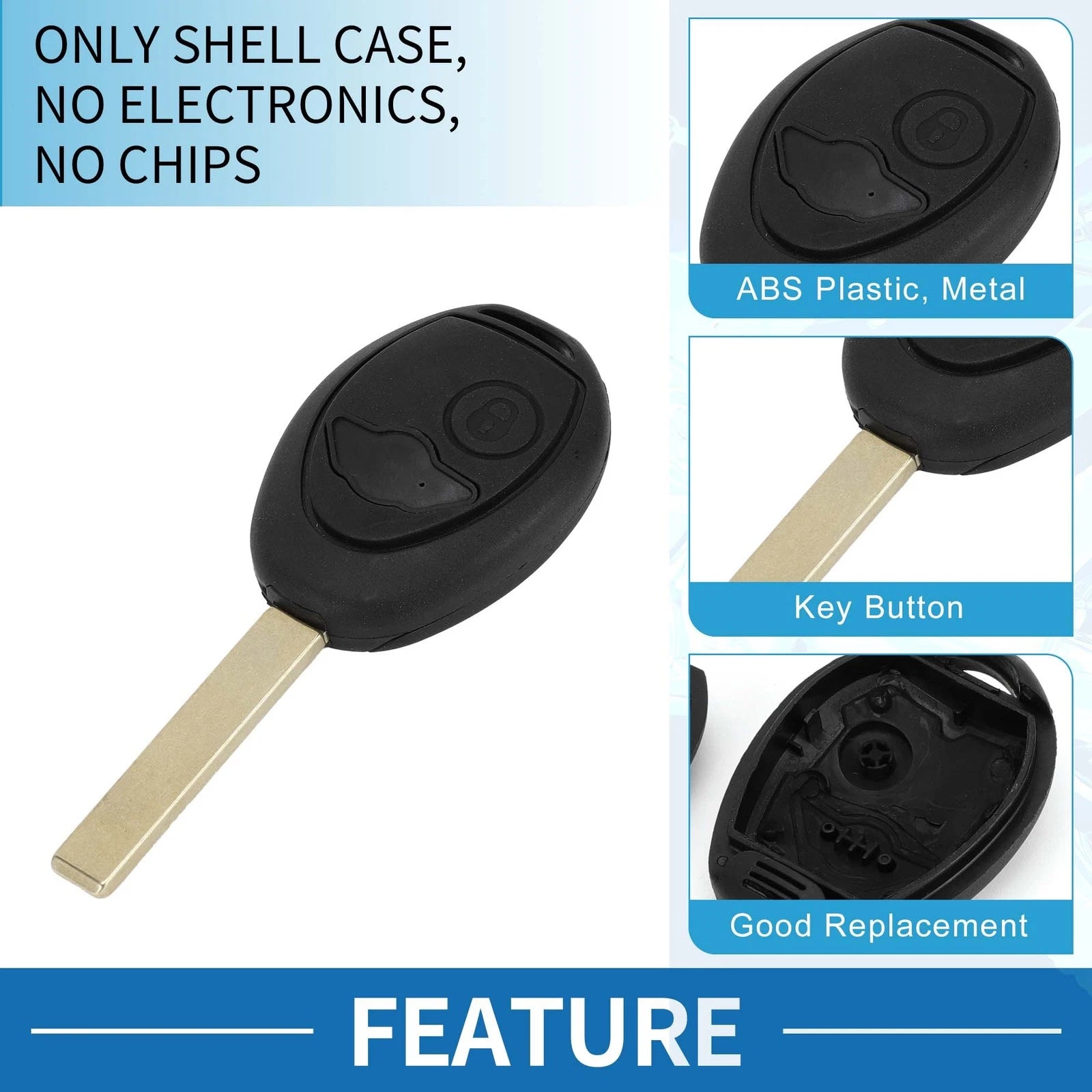 2 Buttons Keyless Entry Remote Fob Shell Case for BMW Mini Cooper (2002–2005)